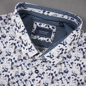 7Diamonds 4-Way Stretch Ultra Violet Short Sleeve Button Up Shirt XL Blue White